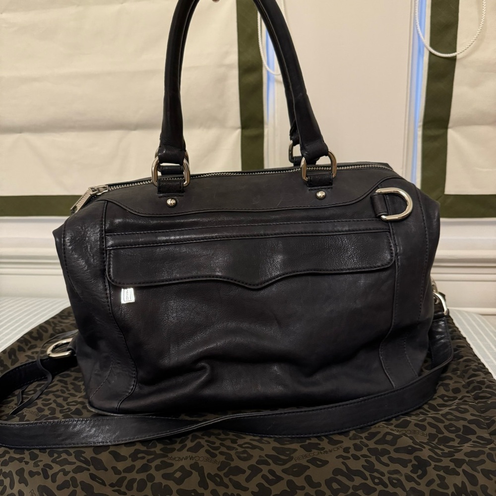 Rebecca Minkoff morning after navy leather bag